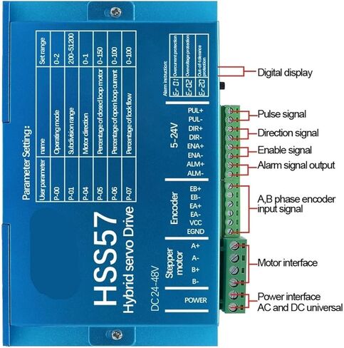 HSS57 Stepper Motor Drive Digital Display 0-200khz AC20-80V or DC 24-50V Encoder 1000 Lines 6.0A Suit for Nema23 Stepper Motor in Saudi Arabia