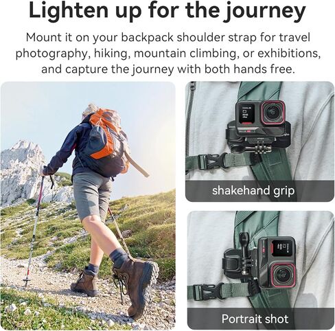 مقطع حقيبة الظهر Gimbal Clisted لإنستا 360/DJI/GOPRO 360 ° دوار على ظهر حقيبة الظهر المشي لمسافات طويلة على الظهر إكسسوارات حزام الكتف in Kuwait