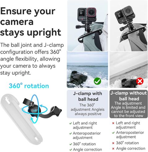 مقطع حقيبة الظهر Gimbal Clisted لإنستا 360/DJI/GOPRO 360 ° دوار على ظهر حقيبة الظهر المشي لمسافات طويلة على الظهر إكسسوارات حزام الكتف in Kuwait