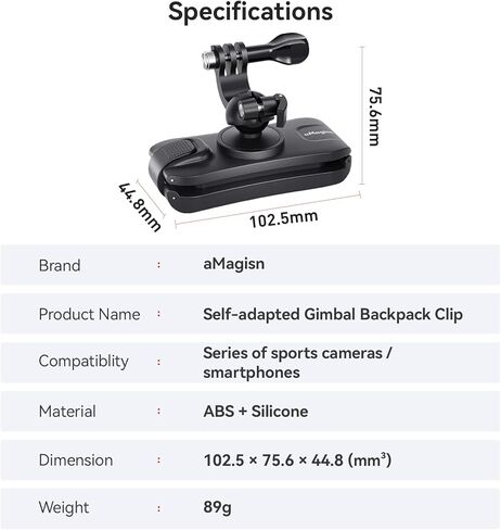 مقطع حقيبة الظهر Gimbal Clisted لإنستا 360/DJI/GOPRO 360 ° دوار على ظهر حقيبة الظهر المشي لمسافات طويلة على الظهر إكسسوارات حزام الكتف in Kuwait