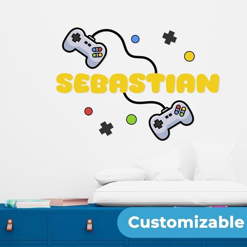 الاسم المخصص ألعاب الفيديو جدار شارات - صبي أو فتاة ديكور غرفة - WM1010. الاسم المخصص ملصق الحضانة القابل للإزالة - ألعاب جدارية جدار شارات لغرفة نوم الصبي in Saudi Arabia