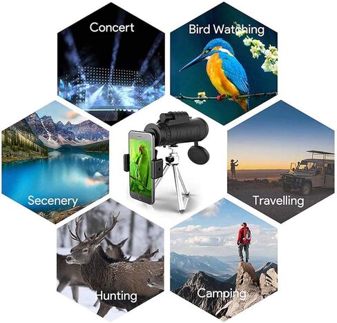 Monoculars Telescope Telescope High Power for Adults, Monocular Scope 40x60 with Smartphone Holder & Tripod, Waterproof and Anti-fogging Monoculars for Bird Watching Binoculars in Saudi Arabia