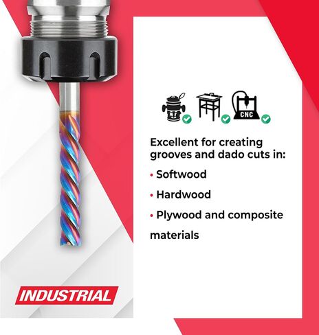 Amana Tool Spektra Extreme Tool Life Carbide Solid Cnc Down-Cut Spiral Router Bit ، 59706-K ، 1/4 DIA X 1-1/4 CH X 1/4 SHK 3 Inch Long 4 Flute in Saudi Arabia