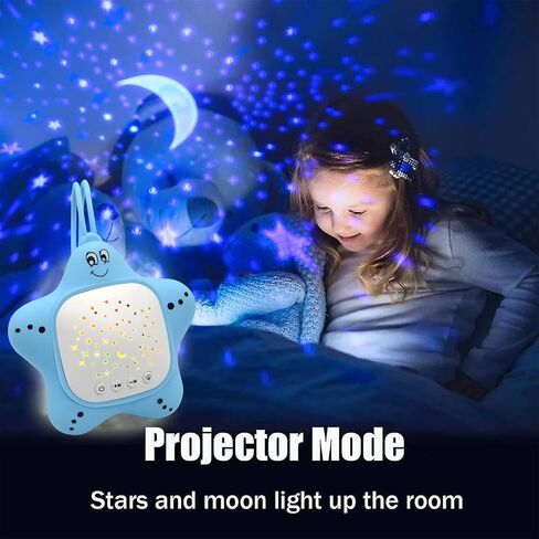 Baby White Noise Sound Machine, Rechargeable Portable Sleep Aid Soothing Music with Star Projector for Nursery & Travel in Saudi Arabia