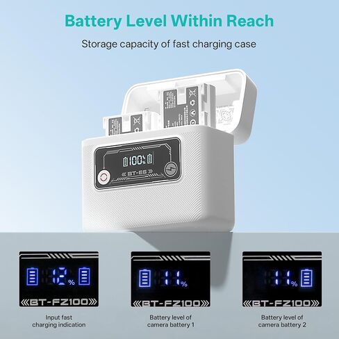 Viltrox BT-W235 حالة شاحن بطارية الكاميرا المزدوجة مع بطارية مدمجة 7.4 فولت/5.5AH ، متوافقة مع Fujifulm NP-W235 ، Viltrox TNP-W235 ، PD 30W الشحن السريع USB-C ، الشاشة الرقمية ، وظيفة الطاقة in Saudi Arabia