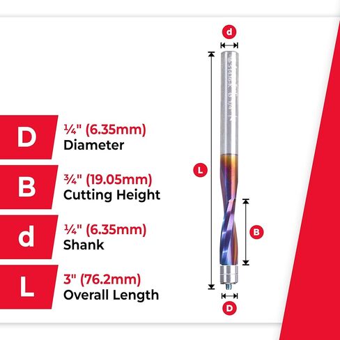 Amana Tool 51436-K SC Spektra Extreme Tool Life Life Plant Plastic Flush Trim 1/4 D X 3/4 CH X 1/4 SHK X 3 Inch Long Double BB BET in Saudi Arabia