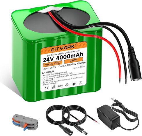 بطارية ليثيوم قابلة لإعادة الشحن 24V 4000MAH مع شاحن ، عارية العارية حزمة بطارية الأسلاك متوافقة مع جهاز 24V ، مشروع DIY ، سيارات ركوب ، ألعاب ، ألواح شمسية ، كاميرا الفيديو ، الشريط LED إلخ in Saudi Arabia