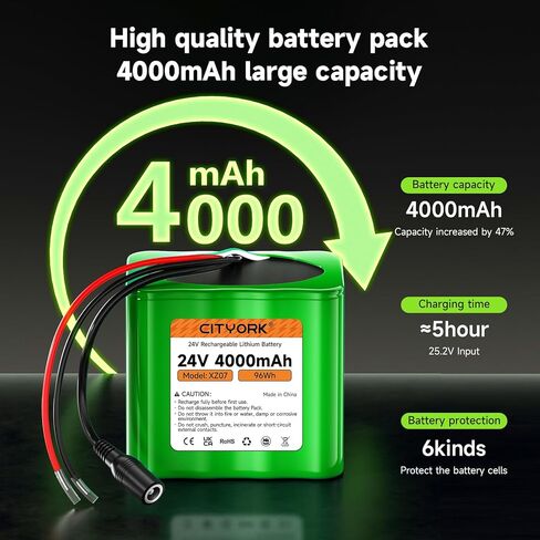 بطارية ليثيوم قابلة لإعادة الشحن 24V 4000MAH مع شاحن ، عارية العارية حزمة بطارية الأسلاك متوافقة مع جهاز 24V ، مشروع DIY ، سيارات ركوب ، ألعاب ، ألواح شمسية ، كاميرا الفيديو ، الشريط LED إلخ in Saudi Arabia