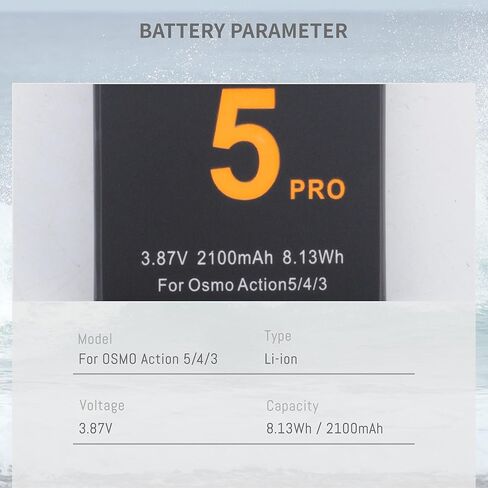 بطارية 2 عبوة لـ OSMO 360/OSMO ACTION 5 PRO/4/3 بديل متوافق مع DJI Osmo Action 5 Pro ، Action 4 ، Action 3 Cameras Upgrade 1850mAh/7.12WH 3.85V Batteries in Kuwait