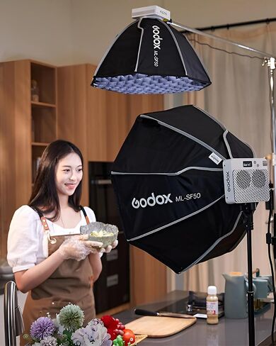 GODOX ML100BI Video Light, Output 120W, Color Temperature 2800-6500K, Dual Color Temperature LED Portable Video Light ≥97 TLCI ≥98, 11 Different Lighting Effects, Handheld with AK-B02 (ML100Bi Kit2) in Saudi Arabia