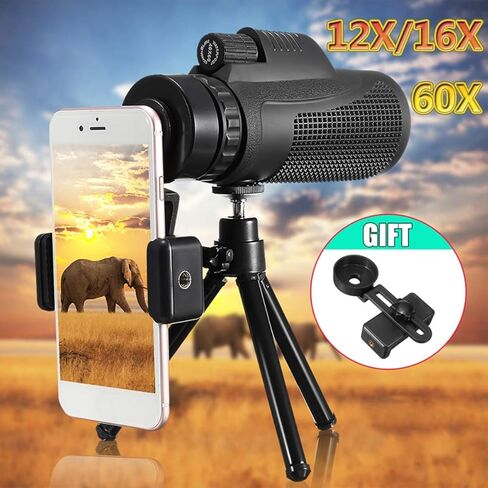 تلسكوب أحادي 40 × 60 HD مزدوج التركيز مضاد للماء النطاقات العالية النطاقات للبالغين مع محول تصوير الهاتف الخليوي لمشاهدة الطيور التخييم المشي لمسافات طويلة in Kuwait