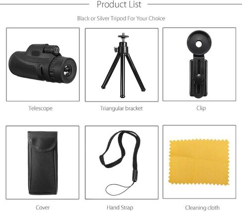 تلسكوب أحادي 40 × 60 HD مزدوج التركيز مضاد للماء النطاقات العالية النطاقات للبالغين مع محول تصوير الهاتف الخليوي لمشاهدة الطيور التخييم المشي لمسافات طويلة in Kuwait