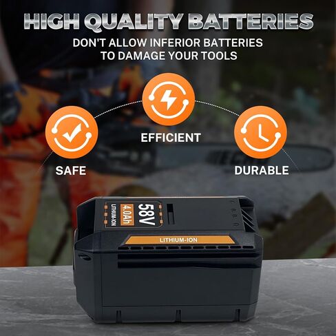 4.0Ah Lithium Battery Replacement for Echo 58V Battery CBP-58V20 CBP-58V40 CCS-58V Chainsaw CLM-58V 21'' Lawn Mower, Compatible with AEG 58V ACS58B200 ALT58BT ABL58JB Cordless Power Tools (58V4000mAh) in Kuwait