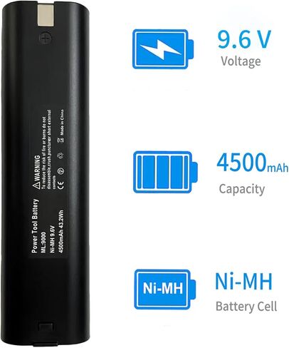 9.6V 4500mAh Ni-MH 9000 بطارية لـ Makita 9000 9001 9002 9033 9600 6095D DA391D KR23/43 6096D 192696-2 193890-9 632007-4 ، 2 BLOTCUMANCE BETACTIONS in Kuwait