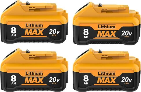 4pack 8.0ah استبدال DeWalt 20V بطارية ليثيوم متوافق مع DeWalt 20 Volt Max Battery XR DCB200 DCB201 DCB203 DCB204 DCB205 DCB206 DCD DCF Series Series Cordless Tools in Kuwait