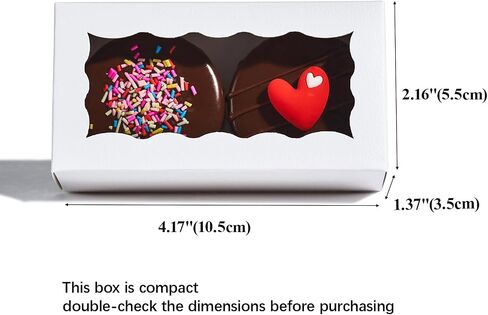 24PCS 4.17x2.16x1.37 Inches Elegant White Double Favor Boxes with Clear Window for Macaron, Chocolate, Small Cookies, Party Baby Showers Candy Treat Boxes in Kuwait