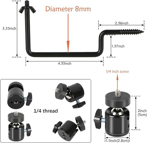 BLAZEVIDEO 4 Pack Trail Camera Tree Mount with 1/4"-20 Screw Mini Ball Head, Durable 360° Adjustable 5KG Heavy Duty Support for Hunting, Wildlife Monitoring & Outdoor Security (Black) in Kuwait