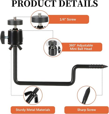 BLAZEVIDEO 4 Pack Trail Camera Tree Mount with 1/4"-20 Screw Mini Ball Head, Durable 360° Adjustable 5KG Heavy Duty Support for Hunting, Wildlife Monitoring & Outdoor Security (Black) in Kuwait