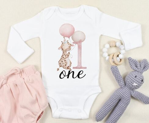 Giraffe Birthday Shirt, Safari First Birthday Outfit for Girl, One Birthday Shirt Baby Girl (12M Short Sleeve White T-Shirt) in Saudi Arabia