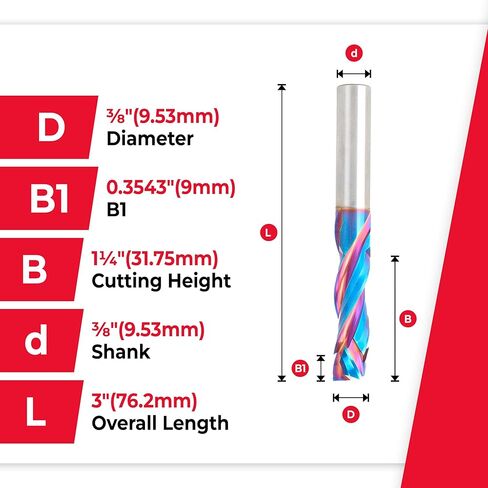 Amana Tool 46031-K CNC SC SPEKTRA Extreme Tool Life Life Compression Planced 3/8 D X 1-1/4 CH X 3/8 SHK X 3 INCH LONG 3 VILUTE BETTER in Saudi Arabia