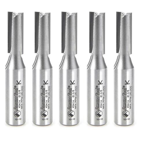 Amana Tool 45414-5 5-Pack Carbide Tipped Straight Plunge High Production 3/8 D x 1 CH x 1/2 SHK x 2-3/4 Inch Long Router Bits in Saudi Arabia
