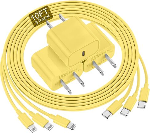 Fast Charger, [MFi Certified] 10 FT Long USB C to Lightning Cable with 20W iPhone Rapid Charging Block, Adapter for iPhone 14 13 12 11 Pro/Mini/Pro Max/X/8/iPad, 2 Pack in Kuwait