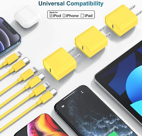 Fast Charger, [MFi Certified] 10 FT Long USB C to Lightning Cable with 20W iPhone Rapid Charging Block, Adapter for iPhone 14 13 12 11 Pro/Mini/Pro Max/X/8/iPad, 2 Pack in Kuwait