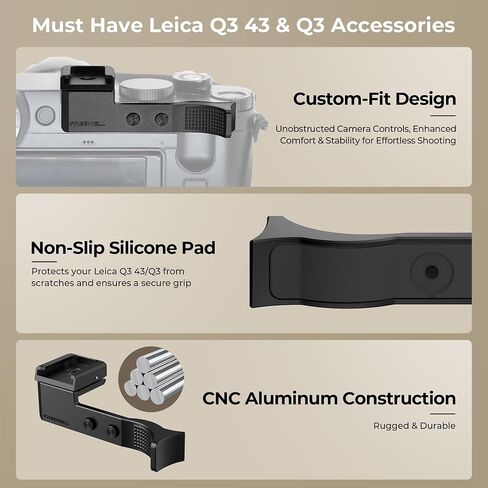 قبضة إبهام Freewell لـ Leica Q3 43/Q3 مع حبل أحذية بارد ، الألومنيوم CNC ، حشوة سيليكون مقاومة للخدش in Saudi Arabia