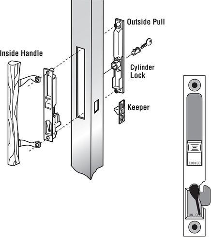 Prime-Line C 1148 Chrome Diecast Sliding Door Handle Set with Wood Pull, fits Acorn Doors (Single Pack) in Kuwait