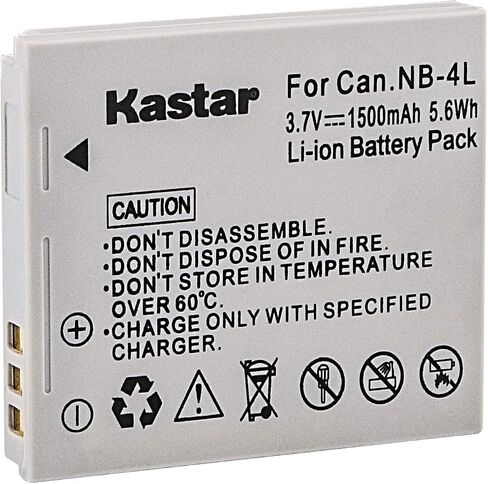 Kastar NB-4L Battery (1-Pack) + Charger for Canon SD40, SD30, SD200, SD300, SD400, SD430, SD450, SD600, SD630, SD750, SD780, SD940, SD960, SD1000, SD1100, SD1400, TX1, ELPH 100, 300, 310, 333, VIXIA in Saudi Arabia