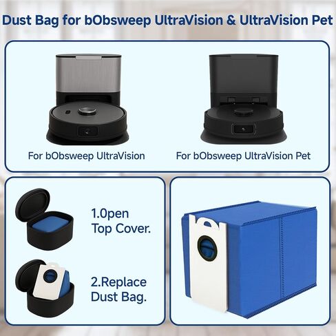 2 Pack 6 Liter Large Capacity Dust Bags Fits for BObsweep UltraVision & UltraVision Pet Self-Empty Robot Vacuum Cleaner Replacement Parts Accessories Disposable Vacuum Bags in Saudi Arabia