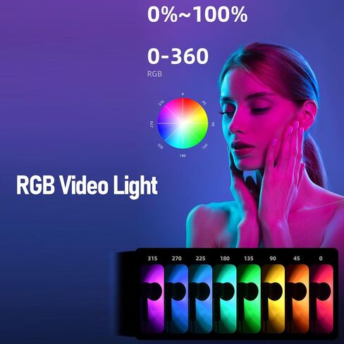 Fockety RGB Video Light ، 100W Control App Control 3000K to 6500K LCD Screen Cample Light Outdoor Fill Fill Light Protable Light Live Video Light for Photography in Kuwait
