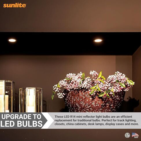 Sunlite R14/LED/E26/4W/D/27K LED R14 Mini-Reflector Floodlight 4 Watt (25W Equivalent) Light Bulbs, Medium (E26) Base, 2700K, Warm White in Saudi Arabia