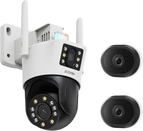 Zosi C298 Lite 4MP Dual Lens (2MP+2MP) كاميرا PAN/TILT مع تتبع تلقائي و 2 X C680 2K كاميرا WIFI WIFI ، المكونات الإضافية ، الكشف عن الذكاء الاصطناع in Kuwait