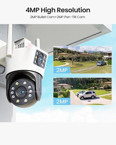 Zosi C298 Lite 4MP Dual Lens (2MP+2MP) كاميرا PAN/TILT مع تتبع تلقائي و 2 X C680 2K كاميرا WIFI WIFI ، المكونات الإضافية ، الكشف عن الذكاء الاصطناع in Kuwait