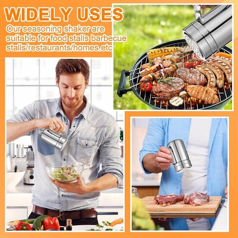 6 Pcs 10oz Stainless Steel Salt and Pepper Shakers with Lid and Handle Dredge Spice Shaker Seasoning Sugar Shaker Condiment Popcorn Salt Shaker Powder Sugar Flour Shaker for Cooking Kitchen Baking in Kuwait