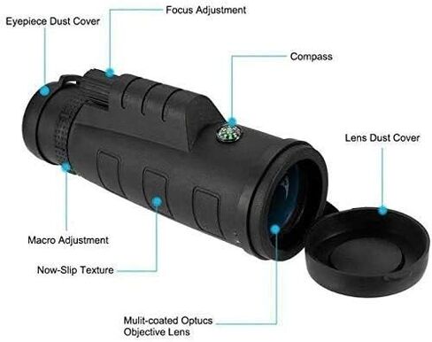40x60 High-Powered Monocular Binoculars for Adults: Mobile Phone Compatible Telescope, Ideal for Bird Watching, Hiking, Camping & Wildlife Observation in Saudi Arabia