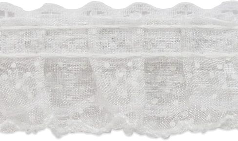 Trims by the Yard Aria 1 1/4" Sequin Ruffle Lace Ivory | (10 Yard Cut) Trim in Saudi Arabia