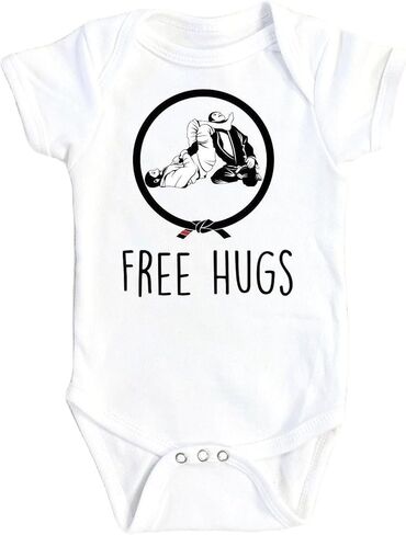 Jiu Jitsu Hug Free - Baby Boy Girl Clothes Infant Bodysuit Funder Cute Cute (الحجم: 0-3m أبيض الأكمام القصيرة) in Saudi Arabia