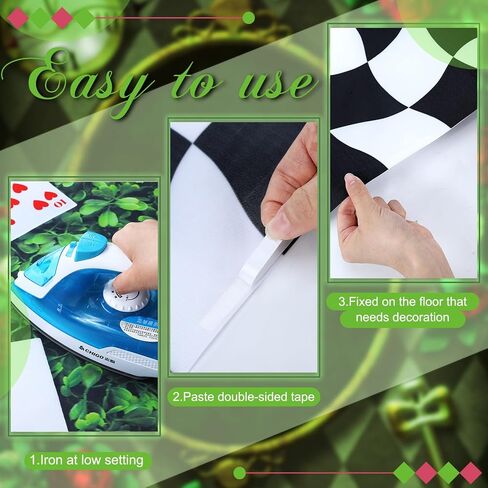 2 Pcs Wonderland Party Decoration Large Wonderland Photo Backdrop Black White Checkered Runner Halloween Tea Party Backdrop Mushroom Castle Princess Decor for Birthday Baby Shower Photo Prop in Saudi Arabia
