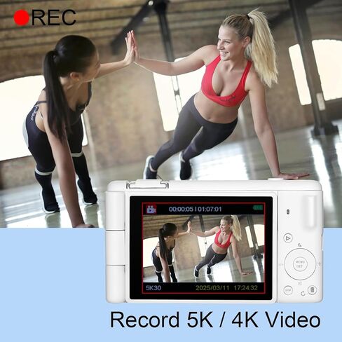 كاميرا تصوير فوتوغرافي رقمية 5K 4K 4K ، 18X ، 18x Zoom Autofocus Autofcus Anti-Shake Point Point Cameras Digital Cameras للمراهقين ، والمبتدئين ، والكاميرا المدونة لـ YouTube in Kuwait