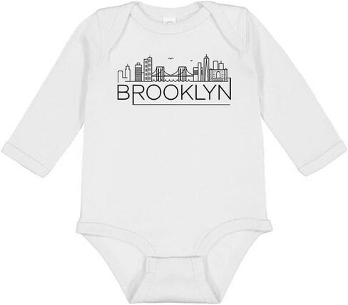 Skyline Brooklyn New York Long Sleeve Baby Bodysuit in Kuwait