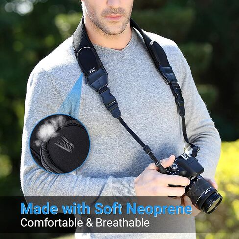 حزام رقبة كاميرا JJC ، حزام كتف النيوبرين الناعم مع أبازيم إطلاق سريع عالمي لكاميرات Canon Nikon Sony Fujifilm Olympus DSLR Lirrorless in Saudi Arabia