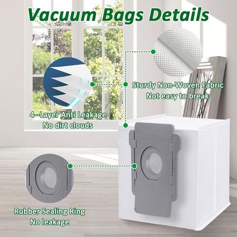 حقائب التخلص من الأوساخ من WKZO من 3 عبوات تعمل مع قطع الغيار البديلة لـ IROBOT ROOMBA ، جميع طرز قاعدة ROOMBA CLEAN I1+، I3+، I4+، I5+، I7+، I8+، J5+، J7+، Combo J7+، J8+، J9+، Combo J9+Vacuum Bags in Kuwait