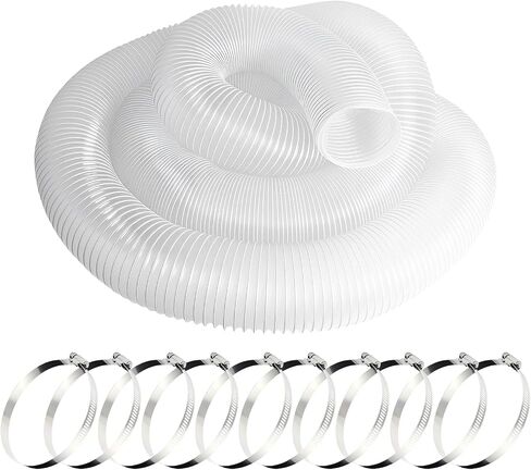 6 Inch 30 FT PVC Dust Collection Hose with 10 Stainless Steel Clamps – Heavy Duty, Puncture-Resistant Hose for Industrial & Home Use in Saudi Arabia