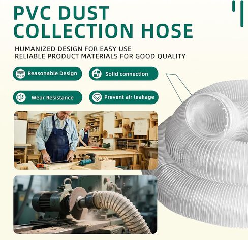 6 Inch 30 FT PVC Dust Collection Hose with 10 Stainless Steel Clamps – Heavy Duty, Puncture-Resistant Hose for Industrial & Home Use in Saudi Arabia