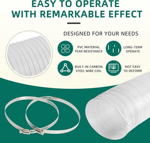 6 Inch 30 FT PVC Dust Collection Hose with 10 Stainless Steel Clamps – Heavy Duty, Puncture-Resistant Hose for Industrial & Home Use in Saudi Arabia