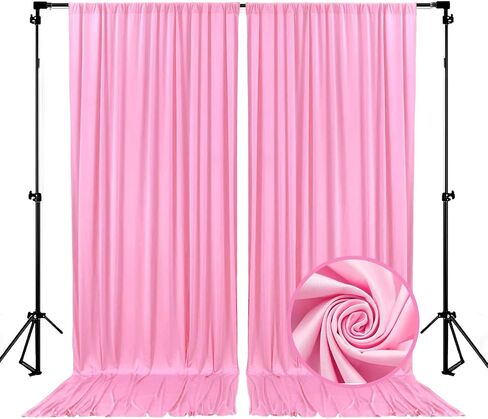 10 x 7 Feet Pink Backdrop Curtain for Partie, Background Curtains for Photoshoot, Birthday, Wedding, Halloween, Thanksgiving, Christmas, New Year Party Decorations 5Ft x 7Ft, 2 Panels in Kuwait