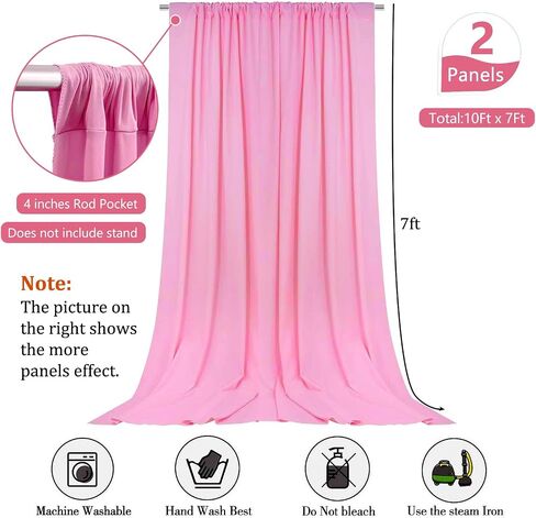 10 x 7 Feet Pink Backdrop Curtain for Partie, Background Curtains for Photoshoot, Birthday, Wedding, Halloween, Thanksgiving, Christmas, New Year Party Decorations 5Ft x 7Ft, 2 Panels in Kuwait