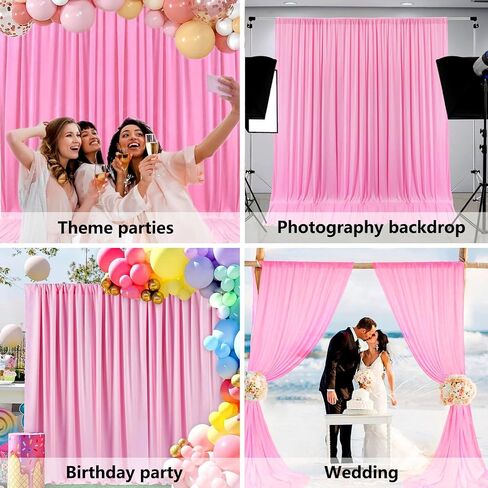 10 x 7 Feet Pink Backdrop Curtain for Partie, Background Curtains for Photoshoot, Birthday, Wedding, Halloween, Thanksgiving, Christmas, New Year Party Decorations 5Ft x 7Ft, 2 Panels in Kuwait